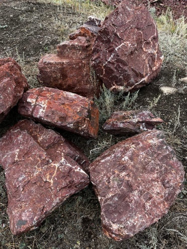 Камни для ландшафтного дизайна красно-фиолетовые 10-60 килограмм купить в Аше
