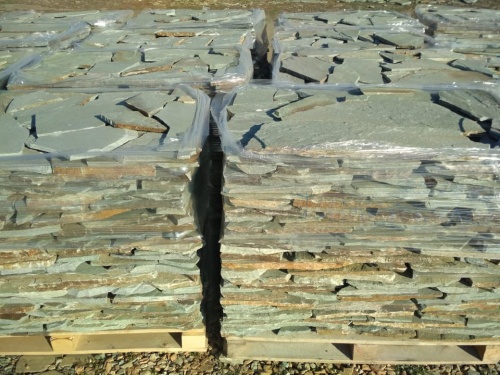 Плитняк златолит зелёный для цоколя, отмостки купить в Аше