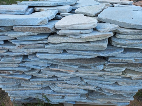 Плитняк златолит зелёный галтованный для цоколя купить в Аше