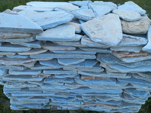 Плитняк златолит зелёный галтованный для цоколя купить в Аше